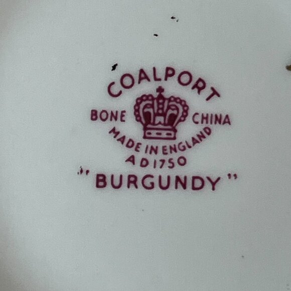 COALPORT Burgundy Pattern Creamer Cream Pitcher White Gold Grapes Vines England - Picture 12 of 14